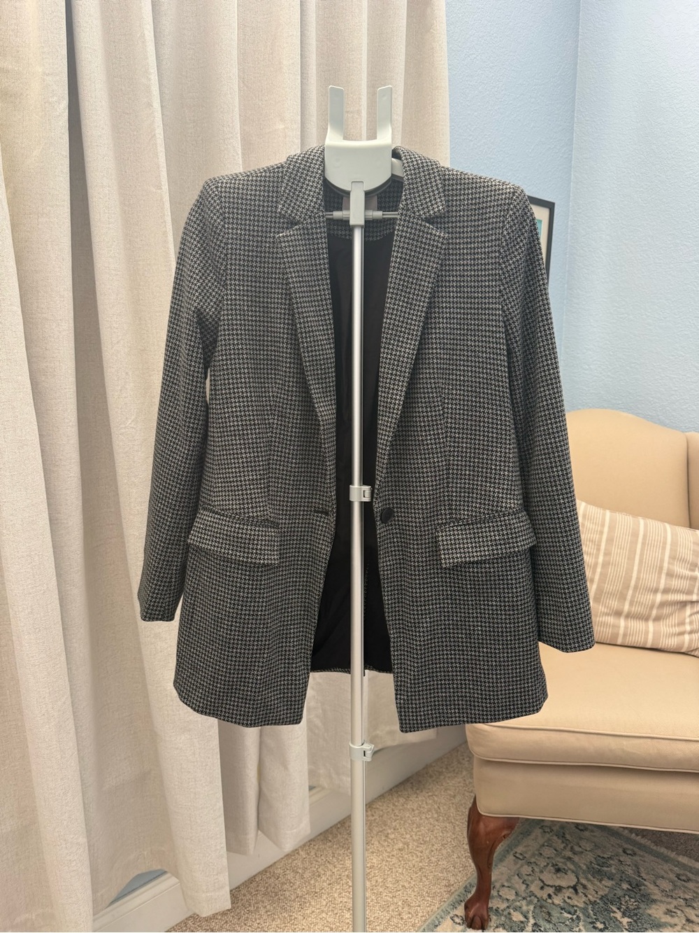 Loft Black & Gray Houndstooth Single-Button Blazer Preppy Academia Size 10